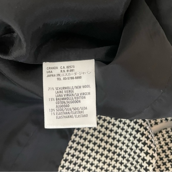 Escada Black & White Houndstooth Wool Silk Blend Blazer Size 38 / 8 - Picture 7 of 11